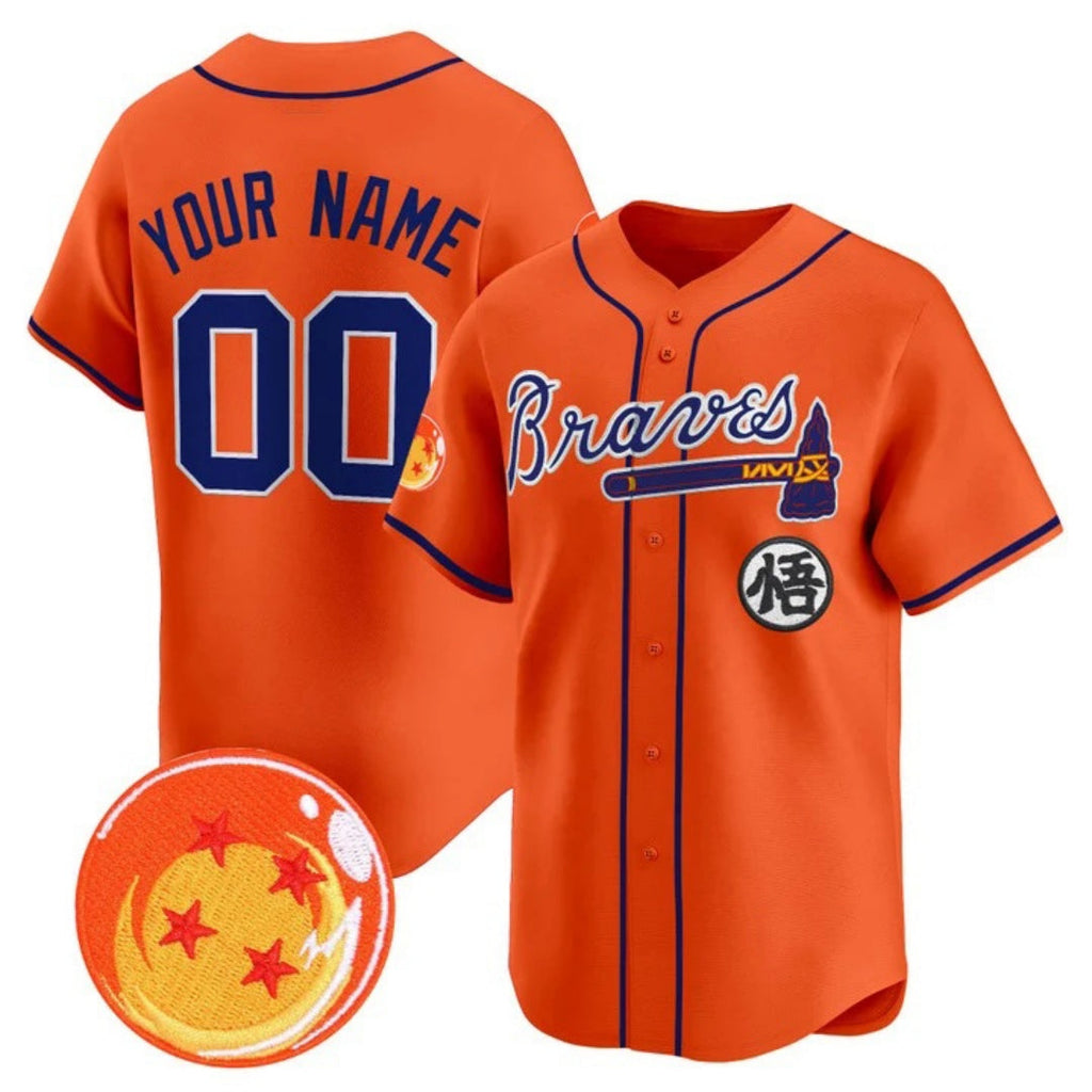 Custom Atlanta Braves x Dragon Ball Orange Vapor Premier Limited Jersey - All Stitched Baseball Jersey