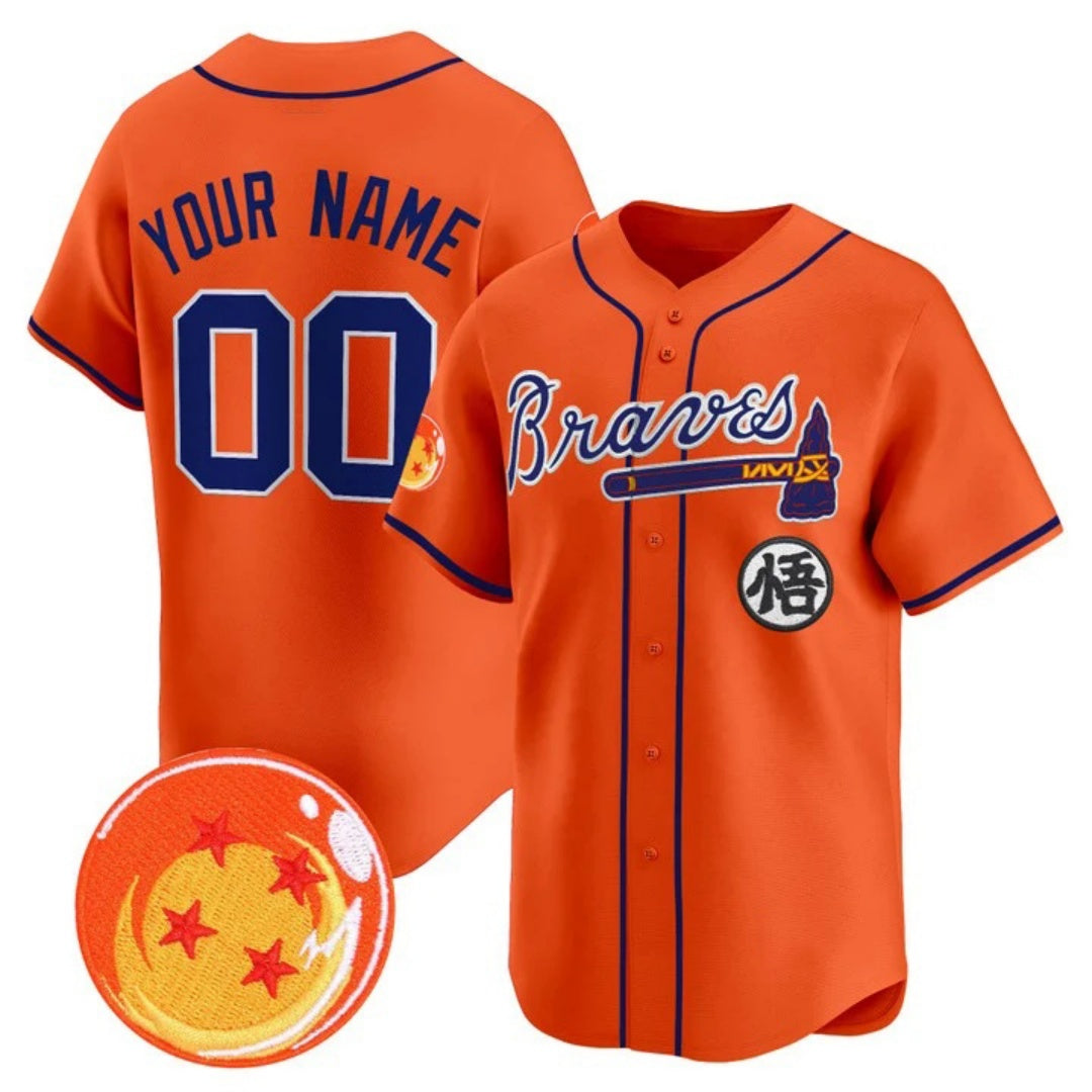 Custom Atlanta Braves x Dragon Ball Orange Vapor Premier Limited Jersey - All Stitched Baseball Jersey