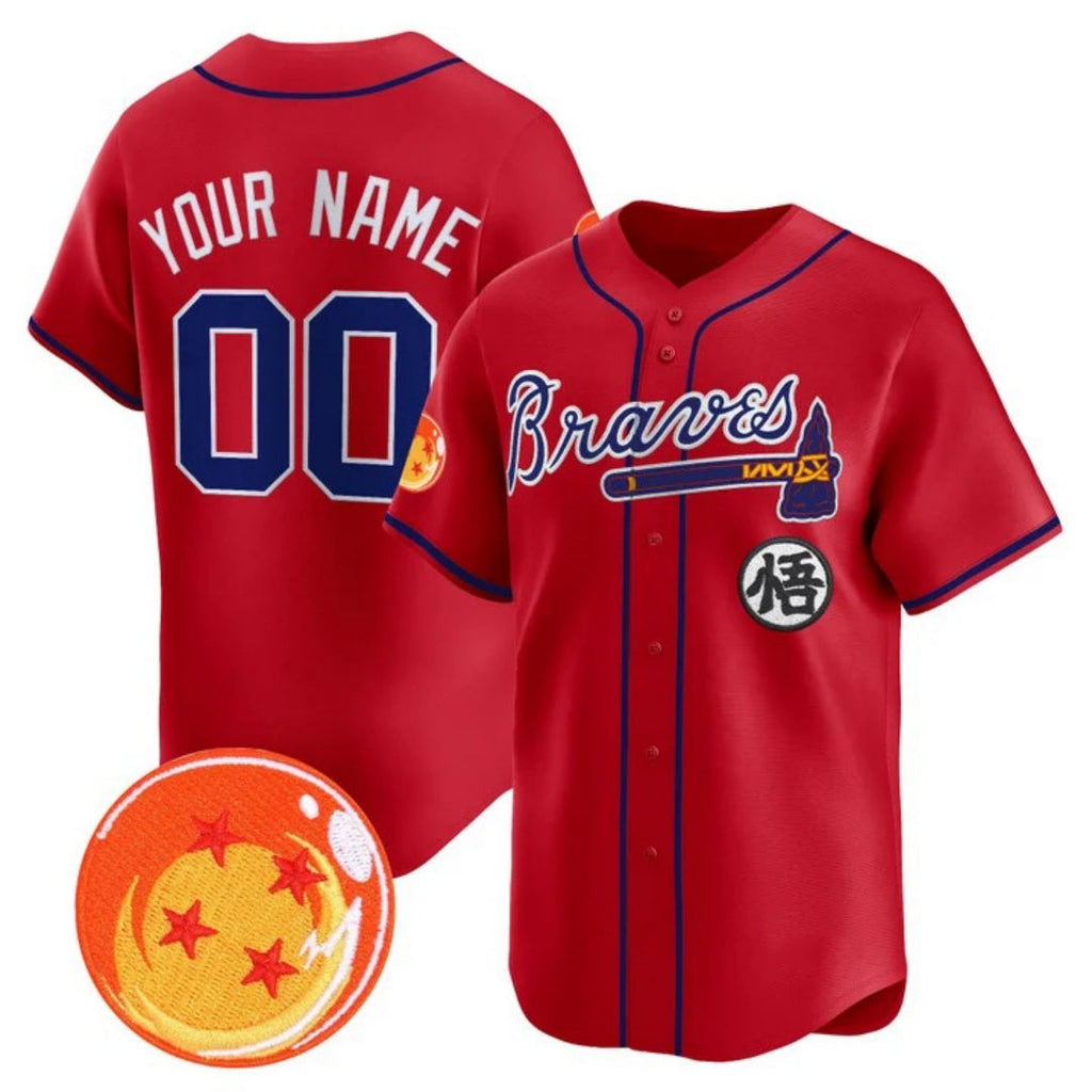 Custom Atlanta Braves x Dragon Ball Red Vapor Premier Limited Jersey - All Stitched Baseball Jersey