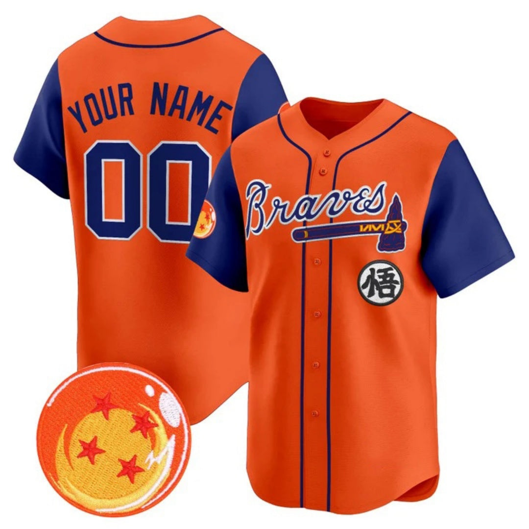 Custom Atlanta Braves x Dragon Ball Royal Orange Vapor Premier Limited Jersey - All Stitched Baseball Jersey