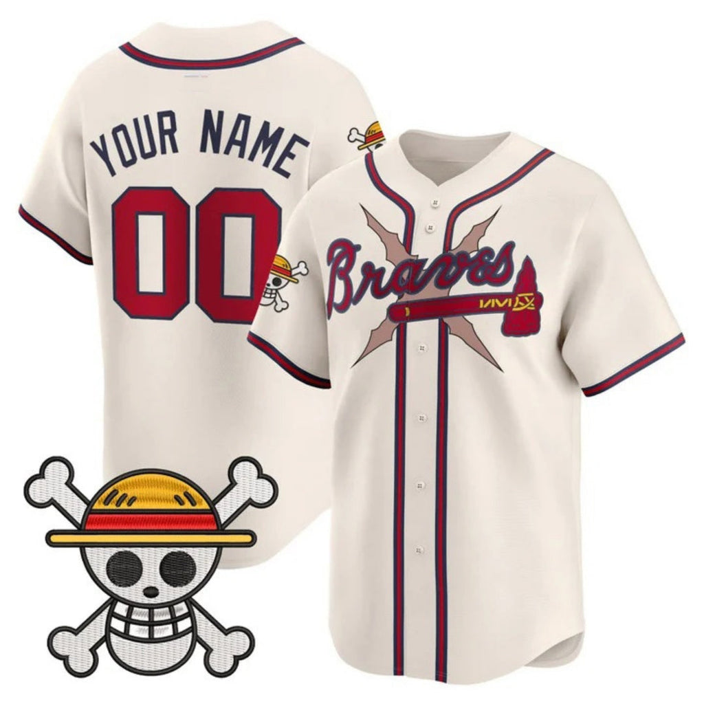 Custom Atlanta Braves x One Piece Cream Vapor Premier Limited Jersey - Stitched Baseball Jersey