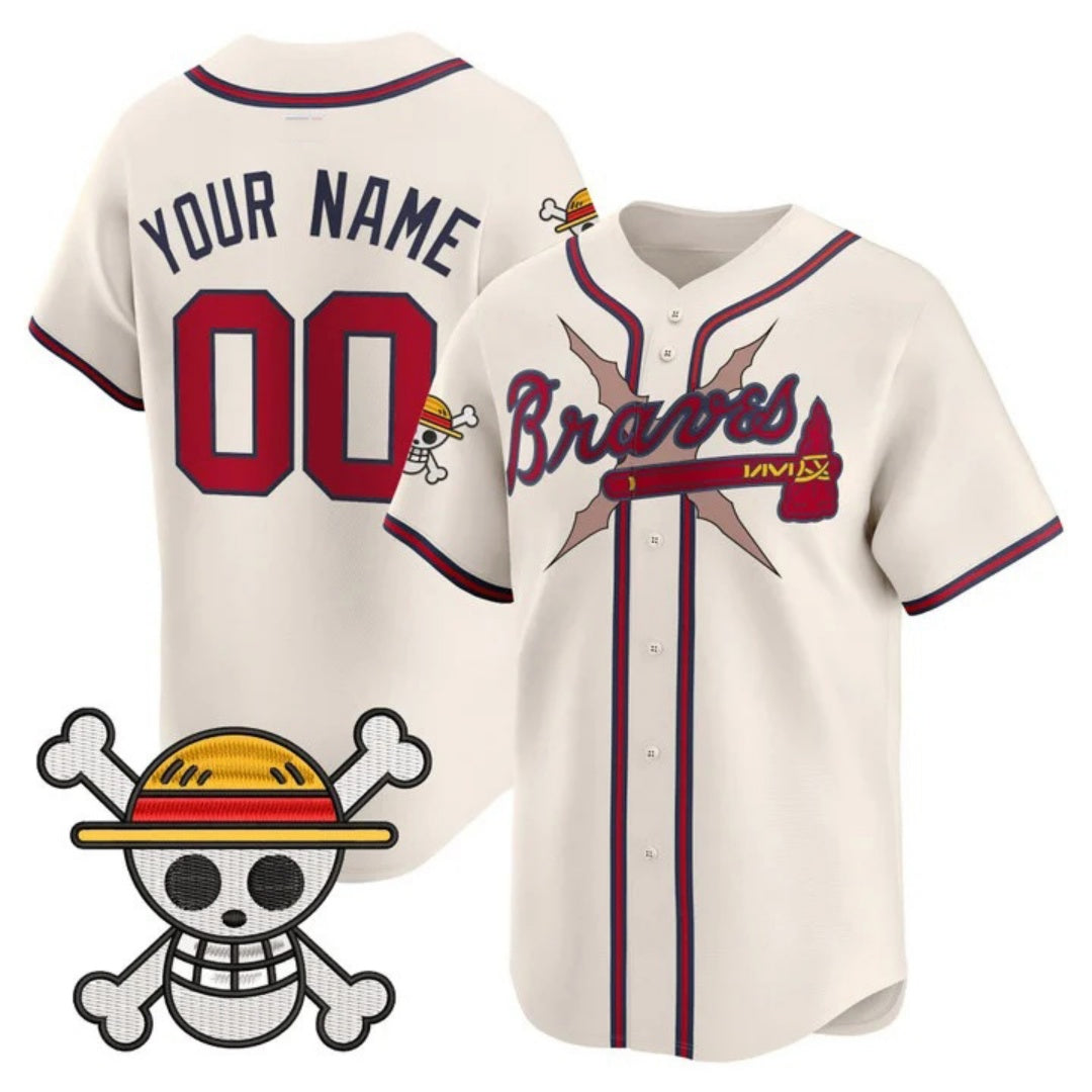 Custom Atlanta Braves x One Piece Cream Vapor Premier Limited Jersey - Stitched Baseball Jersey