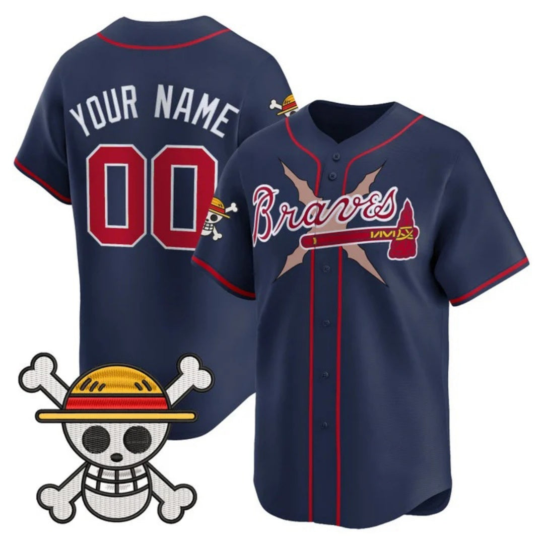 Custom Atlanta Braves x One Piece Navy Vapor Premier Limited Jersey - Stitched Baseball Jersey
