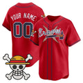 Custom Atlanta Braves x One Piece Red Vapor Premier Limited Jersey - Stitched Baseball Jersey