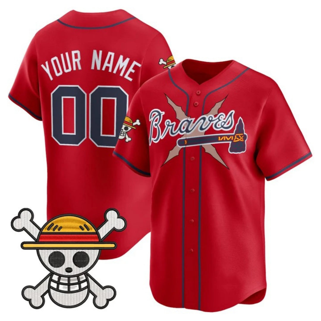Custom Atlanta Braves x One Piece Red Vapor Premier Limited Jersey - Stitched Baseball Jersey