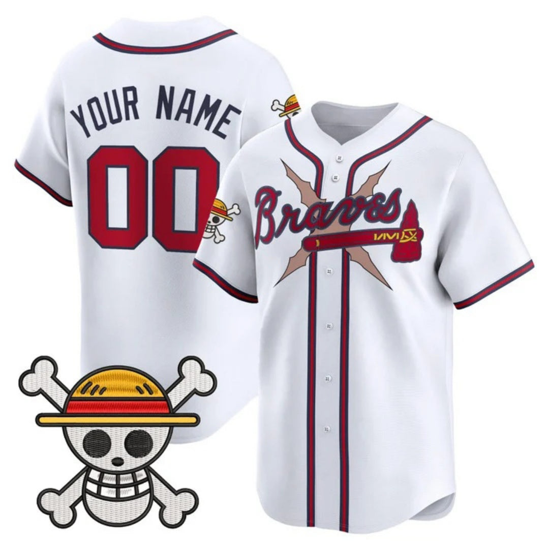 Custom Atlanta Braves x One Piece White Vapor Premier Limited Jersey - Stitched Baseball Jersey