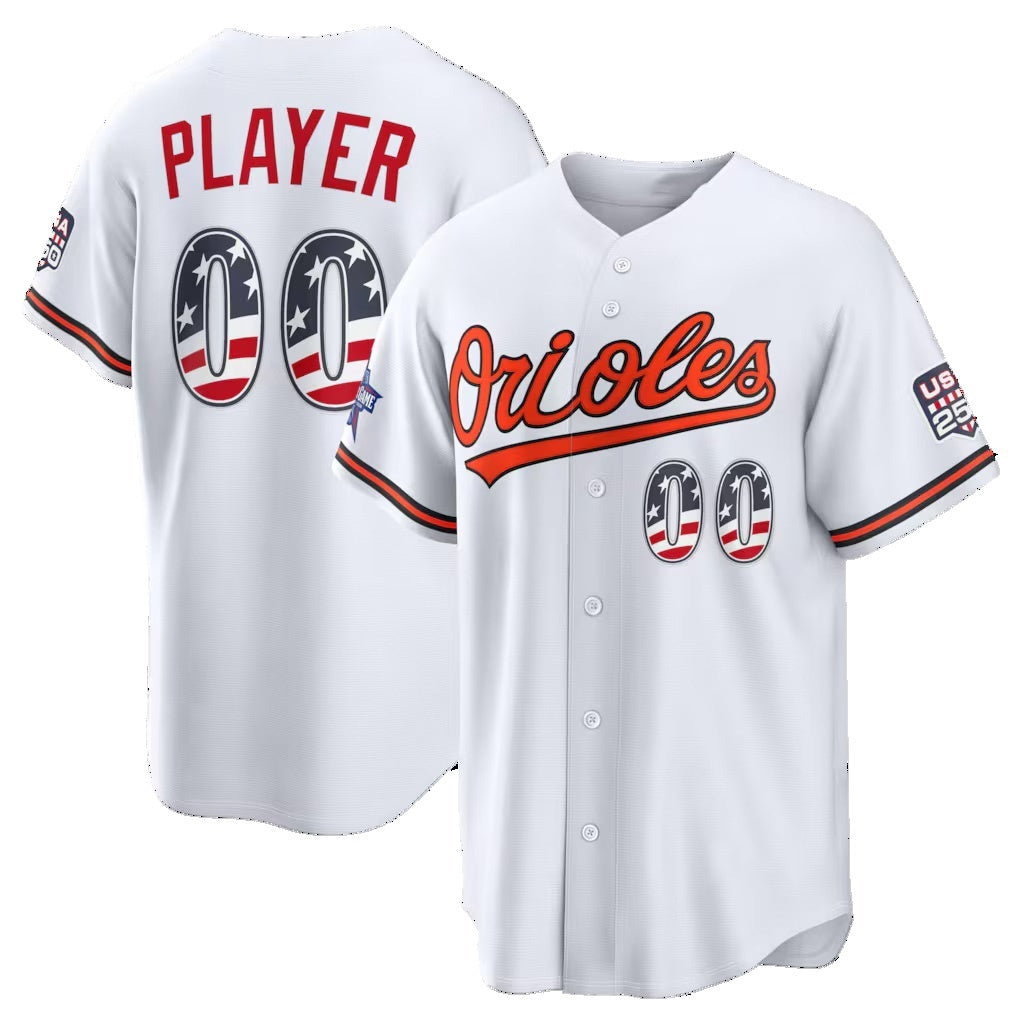 Custom Baltimore Orioles 2026 All-Star Edition Stars & Stripes White Stadium Pick-A-Player Baseball Jersey