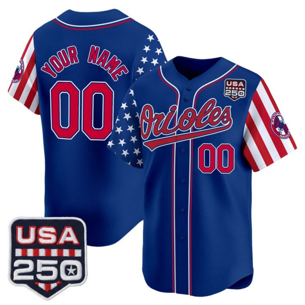 Custom Baltimore Orioles America 250 Edition Vapor Premier Limited Royal Stitched Baseball Jersey