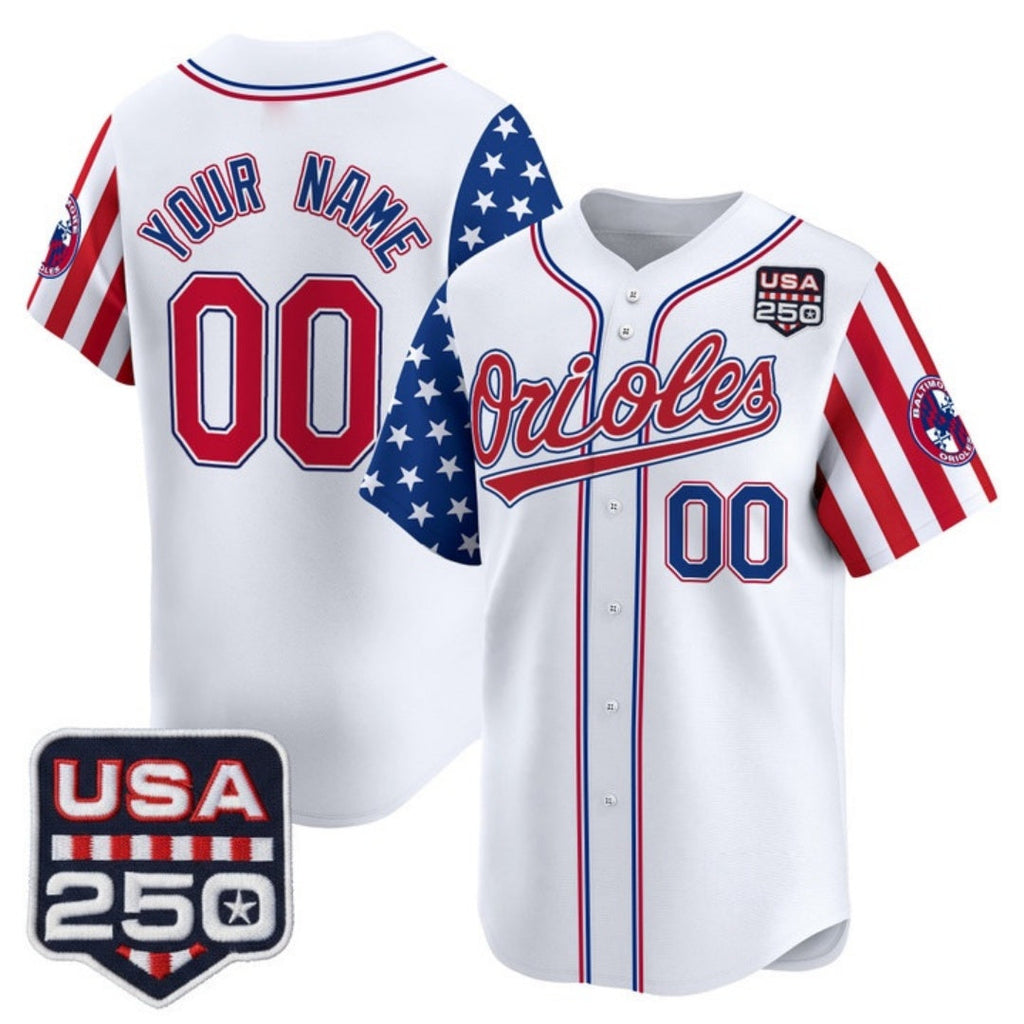Custom Baltimore Orioles America 250 Edition Vapor Premier Limited White Stitched Baseball Jersey