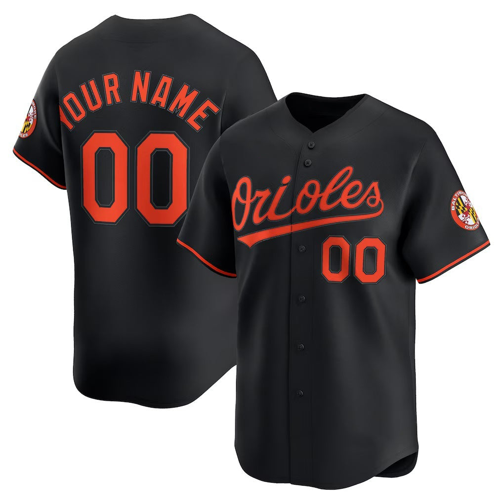 Custom Baltimore Orioles Black Alternate Limited Baseball Jersey HELVY
