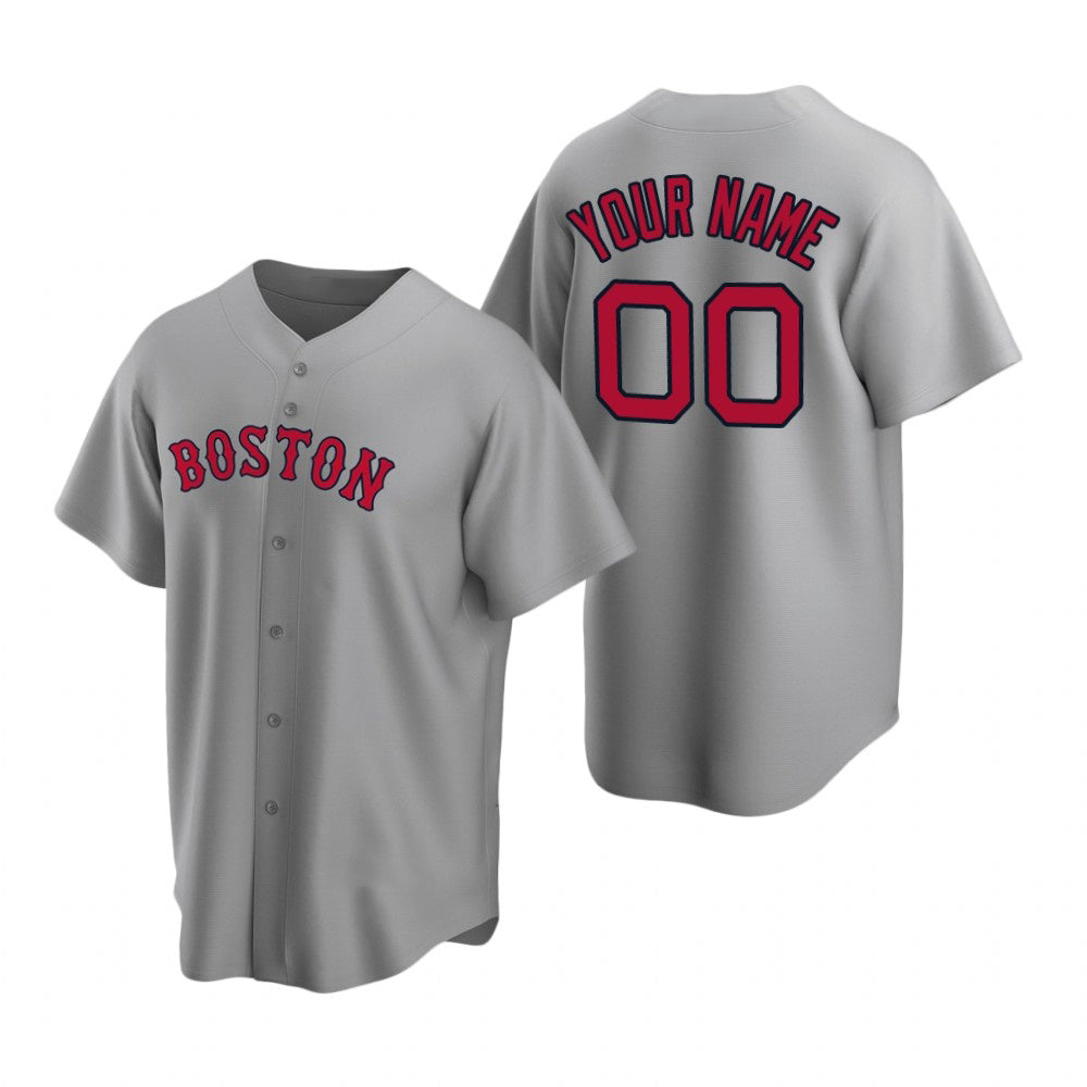 Custom Boston Red Sox Gray Stitched Cool Base Road Baseball Jersey HELVY