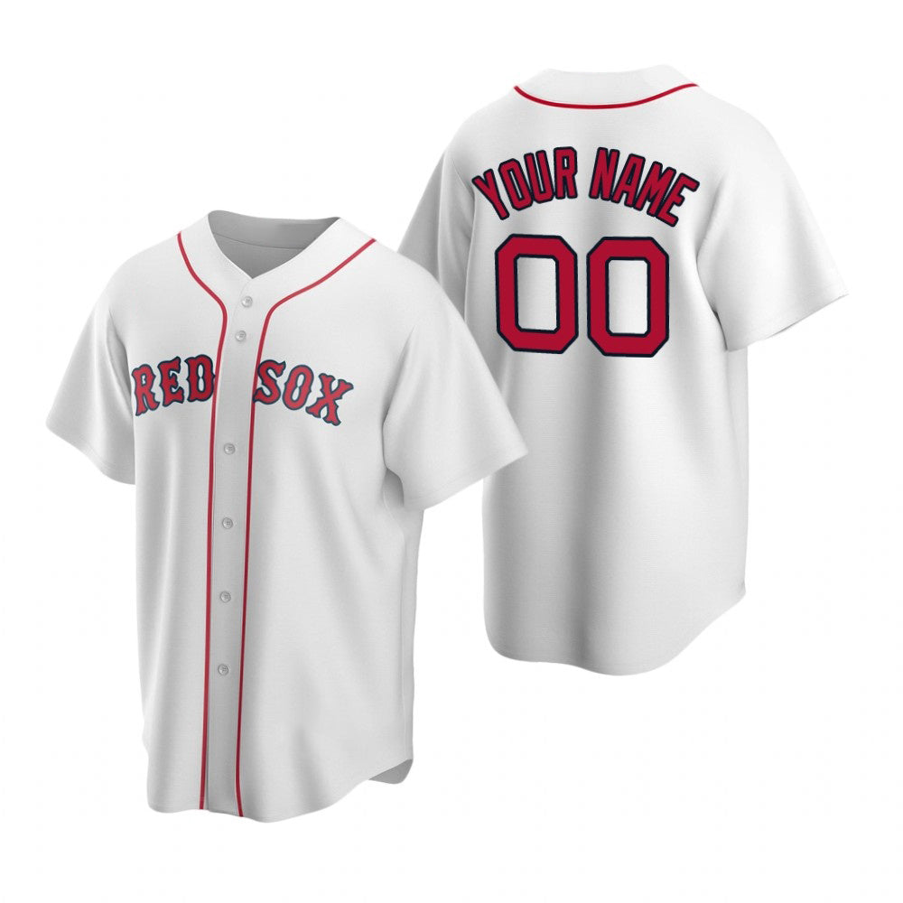 Custom Boston Red Sox White Stitched Cool Base Home Baseball Jersey HELVY