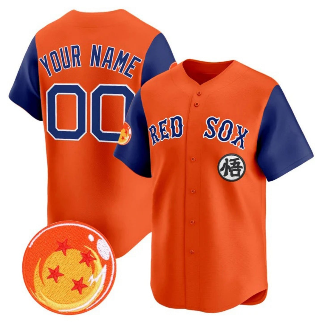 Custom Boston Red Sox x Dragon Ball Royal Orange Vapor Premier Limited Jersey - All Stitched Baseball Jersey