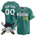 Custom Boston Red Sox x One Piece Green Zoro Patch Vapor Premier Limited Jersey - Stitched Baseball Jersey