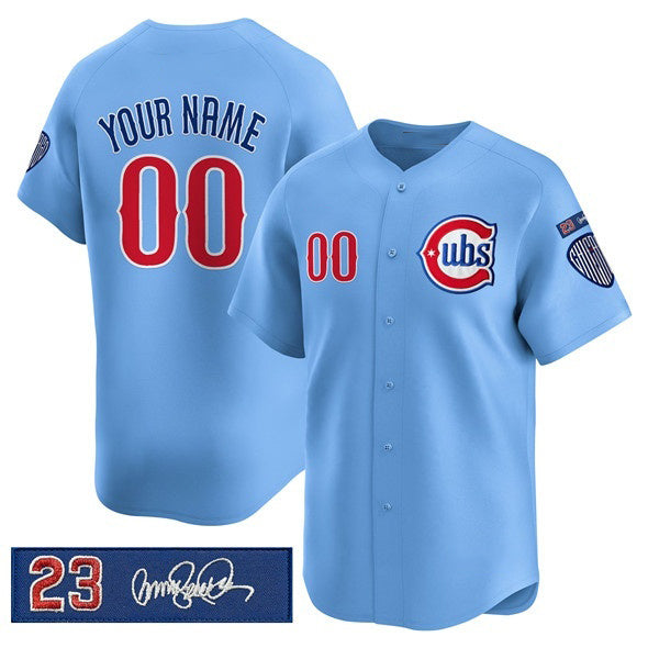 Custom Chicago Cubs Active Player Blue 'Ryne Sandberg Tribute' Vapor Limited V3 Stitched Baseball Jersey
