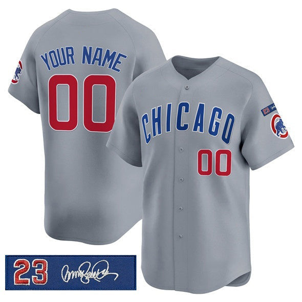 Custom Chicago Cubs Active Player Gray 'Ryne Sandberg Tribute' Vapor Limited V3 Stitched Baseball Jersey