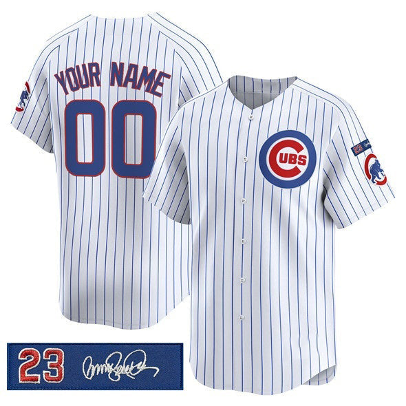 Custom Chicago Cubs Active Player White 'Ryne Sandberg Tribute' Vapor Limited V3 Stitched Baseball Jersey