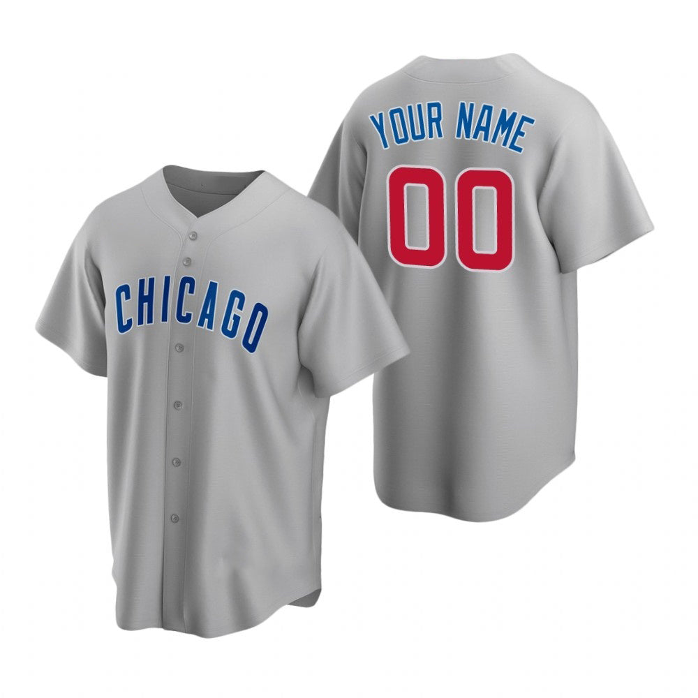 Custom Chicago Cubs Gray Stitched Cool Base Road Baseball Jersey