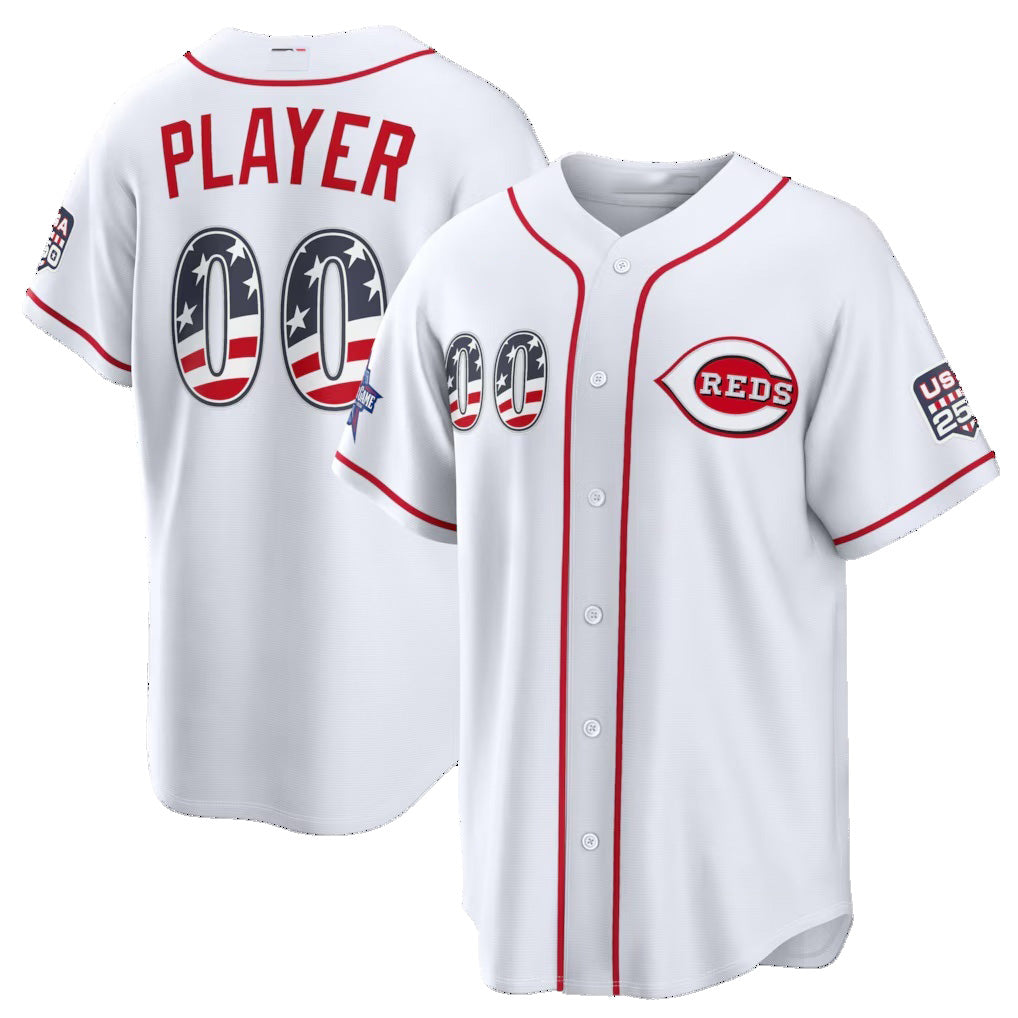 Custom Cincinnati Reds 2026 All-Star Edition Stars & Stripes White Stadium Pick-A-Player Baseball Jersey