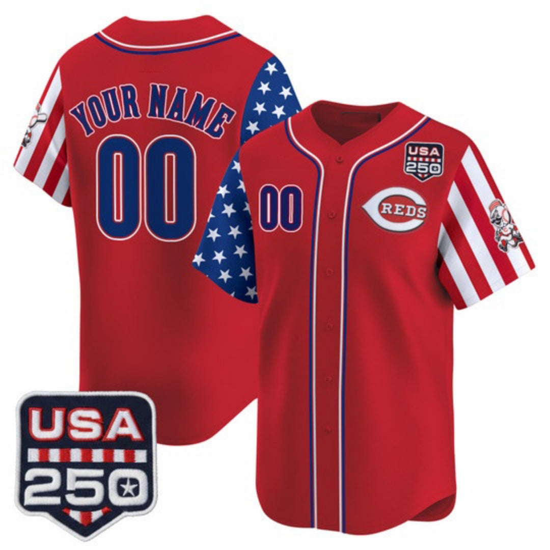 Custom Cincinnati Reds America 250 Edition Vapor Premier Limited Red Stitched Baseball Jersey