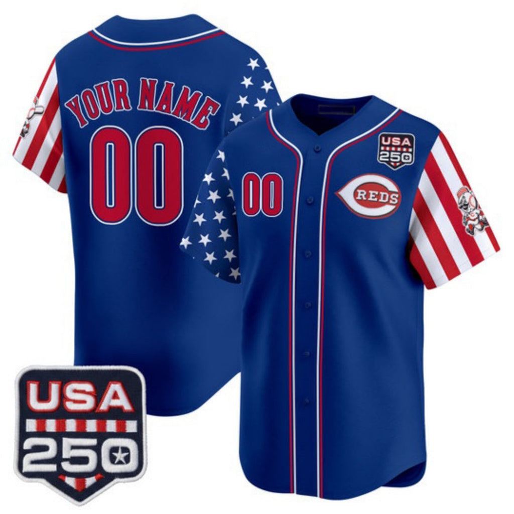 Custom Cincinnati Reds America 250 Edition Vapor Premier Limited Royal Stitched Baseball Jersey