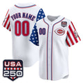Custom Cincinnati Reds America 250 Edition Vapor Premier Limited White Stitched Baseball Jersey