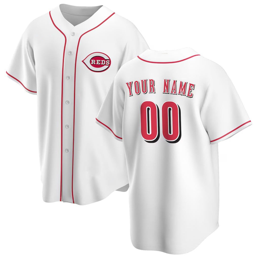 Custom Cincinnati Reds White Home Replica Baseball Jersey