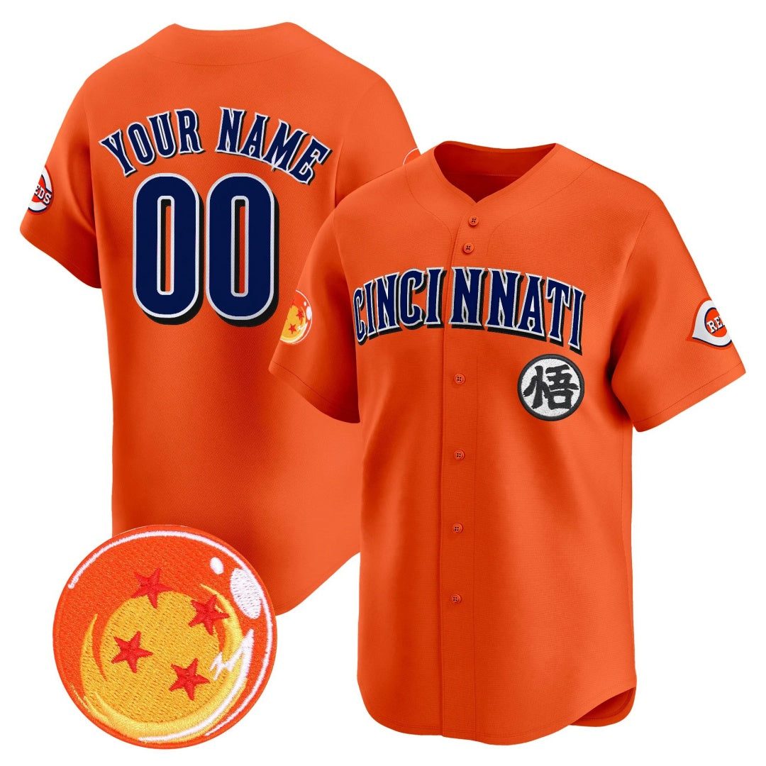 Custom Cincinnati Reds x Dragon Ball Orange Vapor Premier Limited Jersey - All Stitched Baseball Jersey