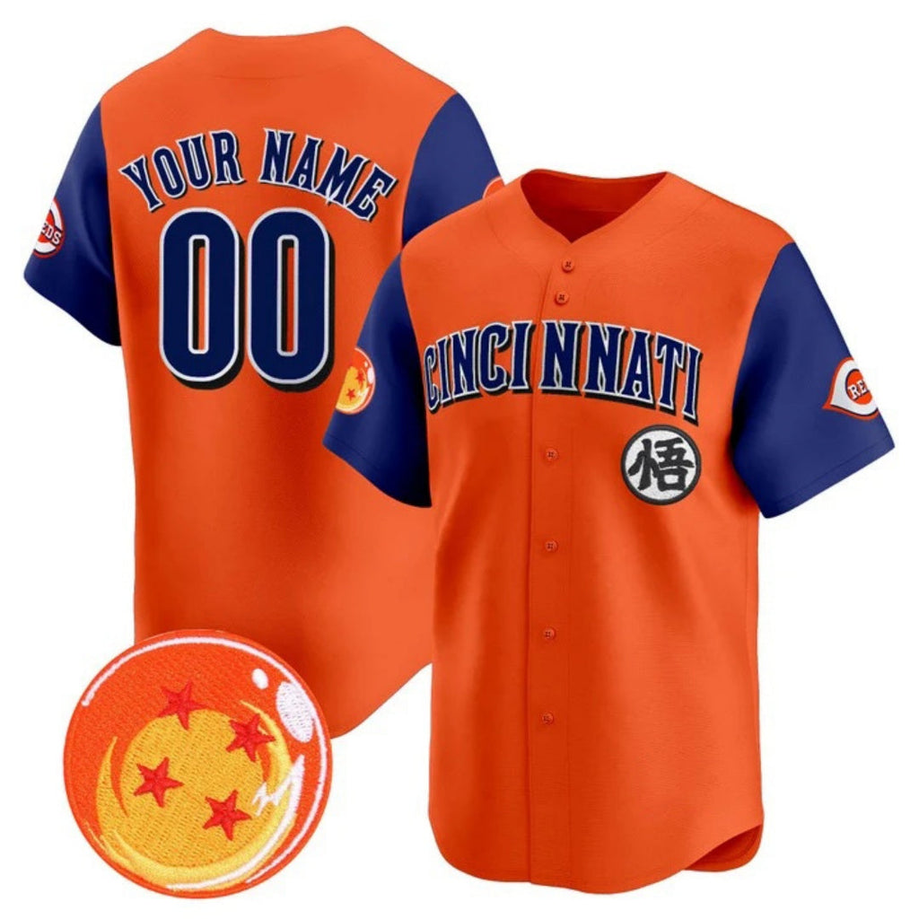 Custom Cincinnati Reds x Dragon Ball Royal Orange Vapor Premier Limited Jersey - All Stitched Baseball Jersey