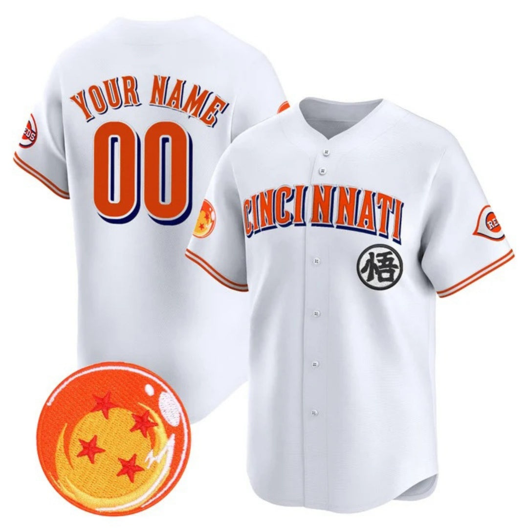 Custom Cincinnati Reds x Dragon Ball White Vapor Premier Limited Jersey - All Stitched Baseball Jersey