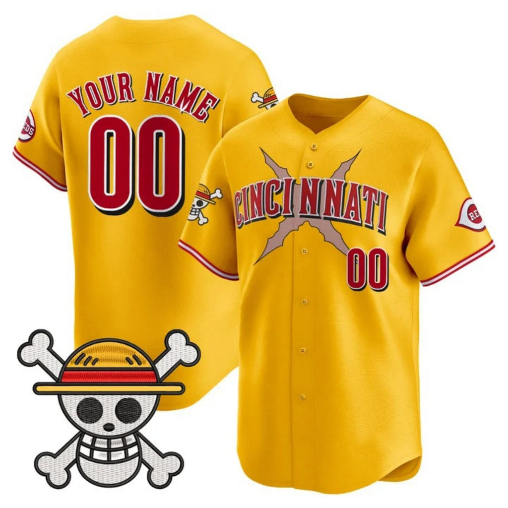 Custom Cincinnati Reds x One Piece Gold Vapor Premier Limited Jersey - Stitched Baseball Jersey