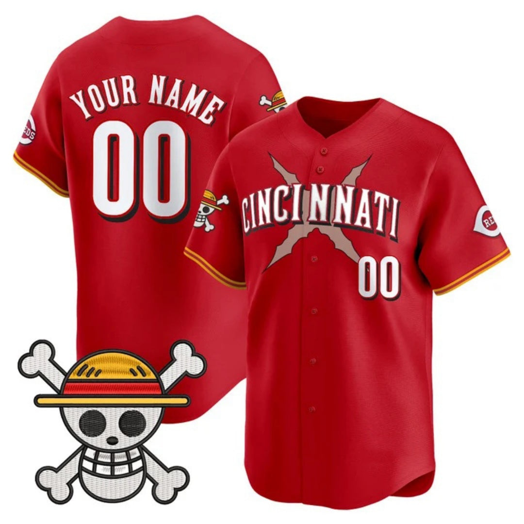 Custom Cincinnati Reds x One Piece Red Vapor Premier Limited Jersey - Stitched Baseball Jersey