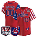 Custom Cleveland Indians Red America 250 Edition Vapor Premier Limited Jersey - All Stitched Baseball Jersey