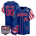 Custom Cleveland Indians Royal America 250 Edition Vapor Premier Limited Jersey - All Stitched Baseball Jersey