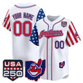 Custom Cleveland Indians White America 250 Edition Vapor Premier Limited Jersey - All Stitched Baseball Jersey