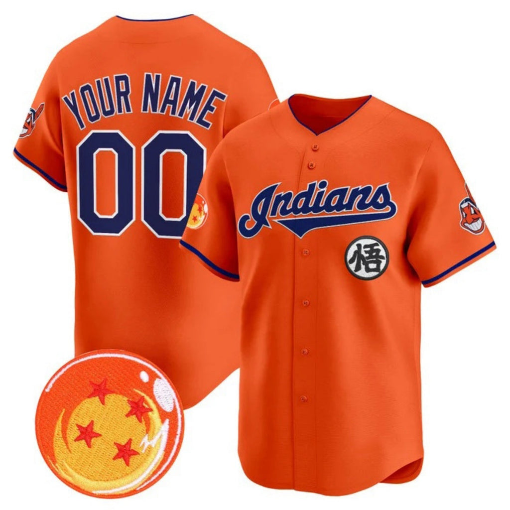 Custom Cleveland Indians x Dragon Ball Orange Vapor Premier Limited Jersey - All Stitched Baseball Jersey