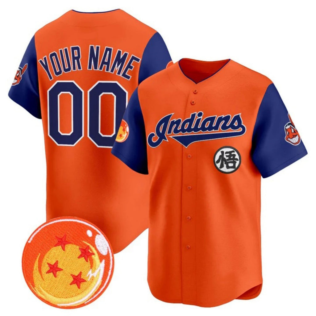 Custom Cleveland Indians x Dragon Ball Royal Orange Vapor Premier Limited Jersey - All Stitched Baseball Jersey