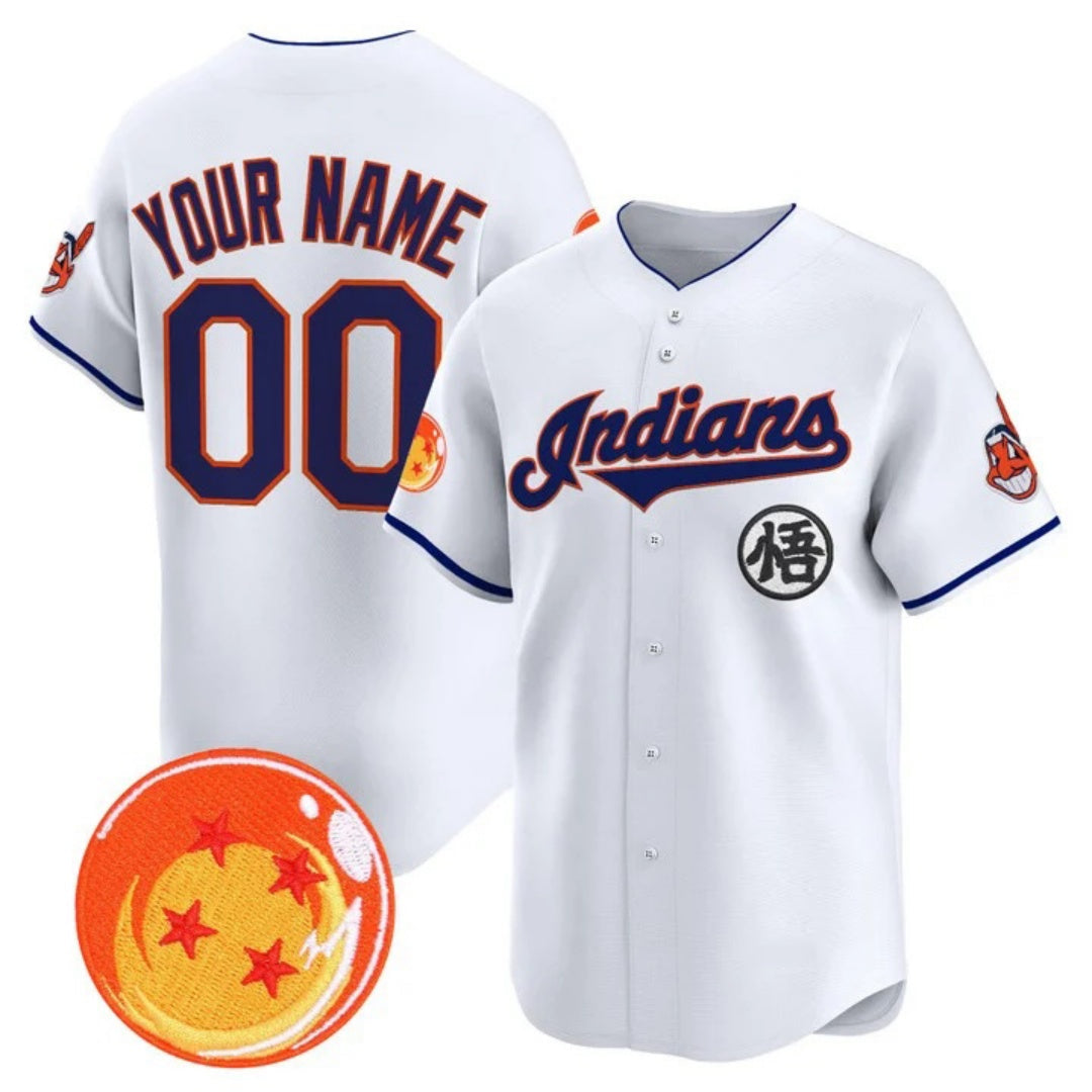 Custom Cleveland Indians x Dragon Ball White Vapor Premier Limited Jersey - All Stitched Baseball Jersey