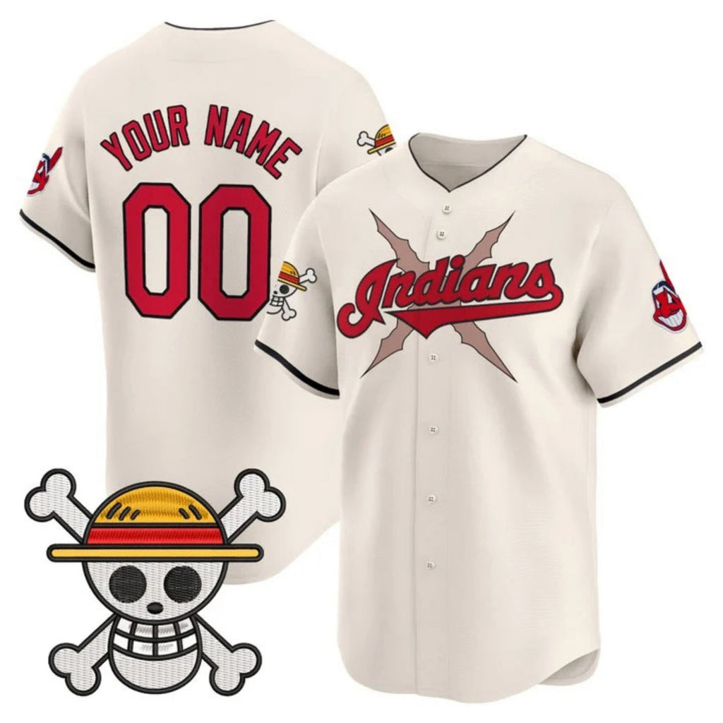 Custom Cleveland Indians x One Piece Cream Vapor Premier Limited Jersey - Stitched Baseball Jersey