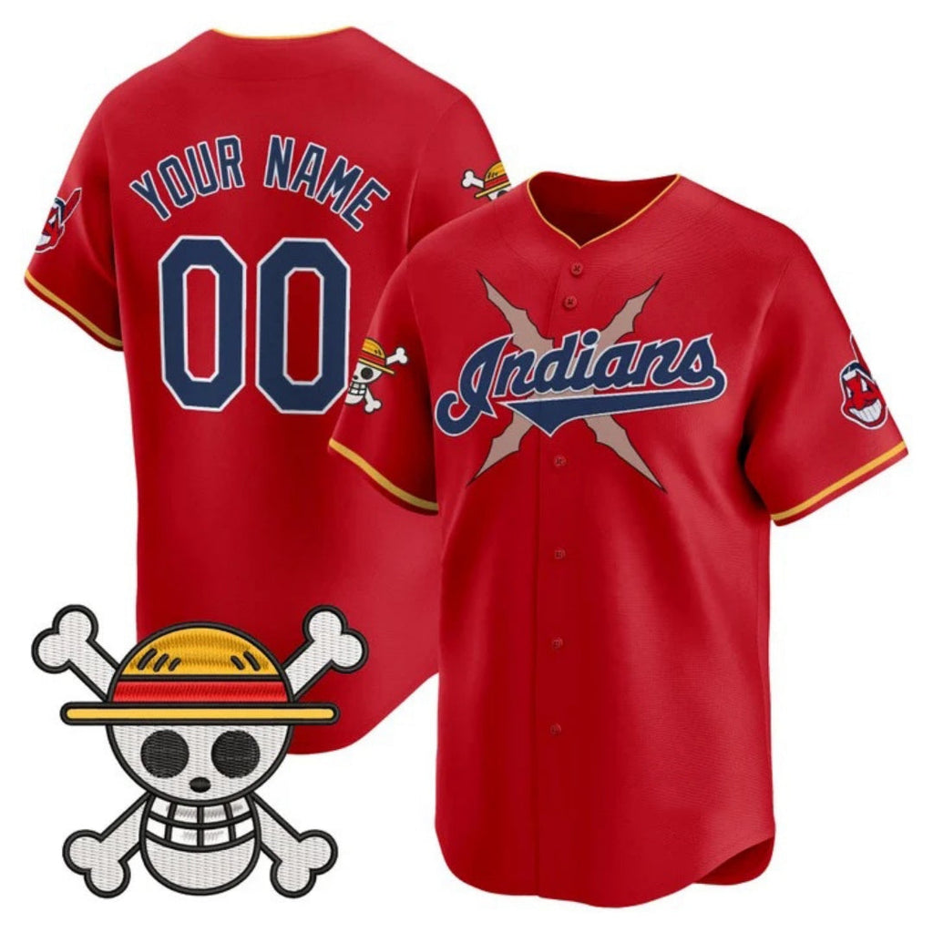 Custom Cleveland Indians x One Piece Red Vapor Premier Limited Jersey - Stitched Baseball Jersey