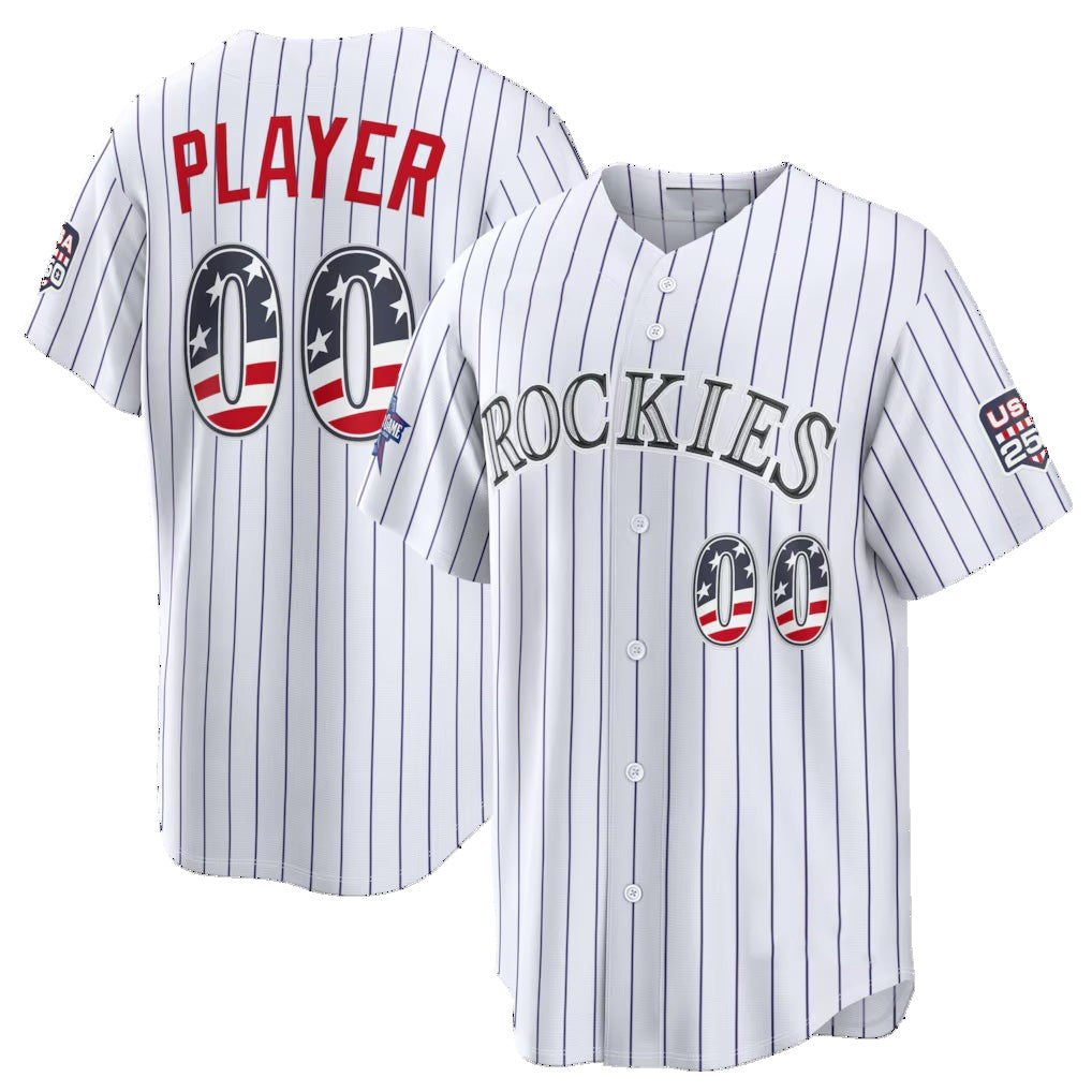 Custom Colorado Rockies 2026 All-Star Edition Stars & Stripes White Stadium Pick-A-Player Baseball Jersey