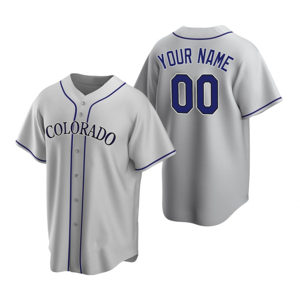Custom Colorado Rockies Gray Stitched Cool Base Road Baseball Jersey