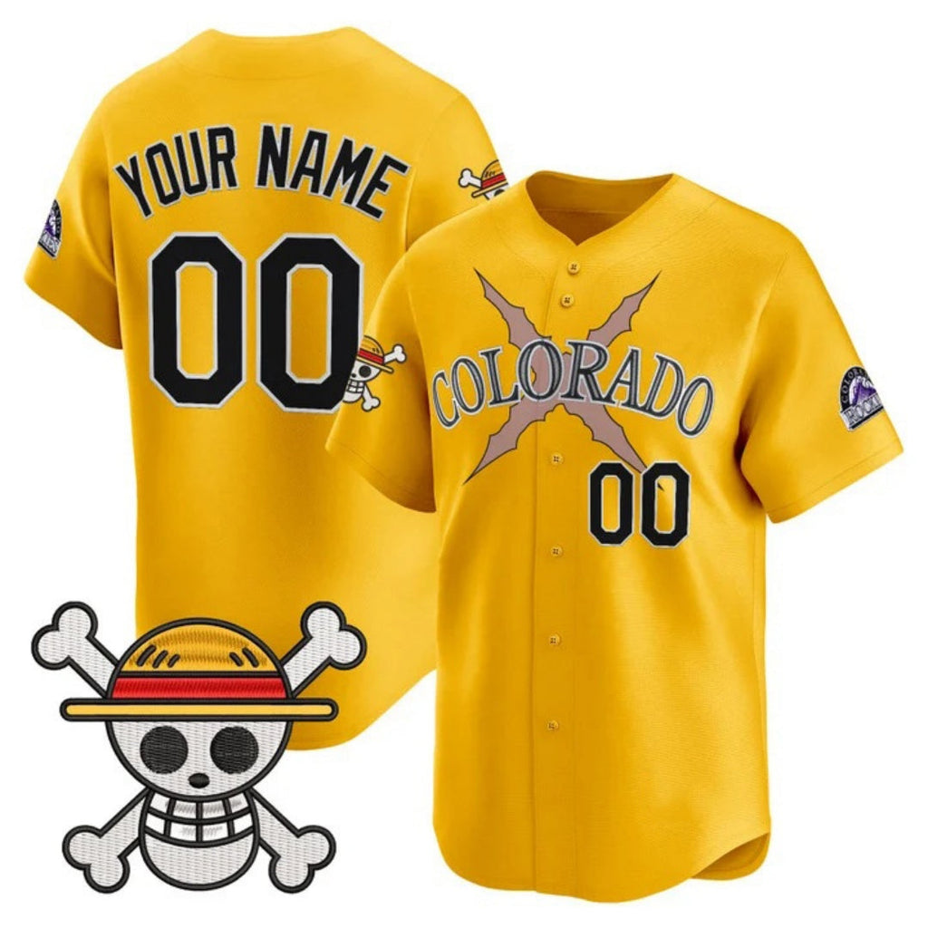 Custom Colorado Rockies x One Piece Gold Vapor Premier Limited Jersey - Stitched Baseball Jersey
