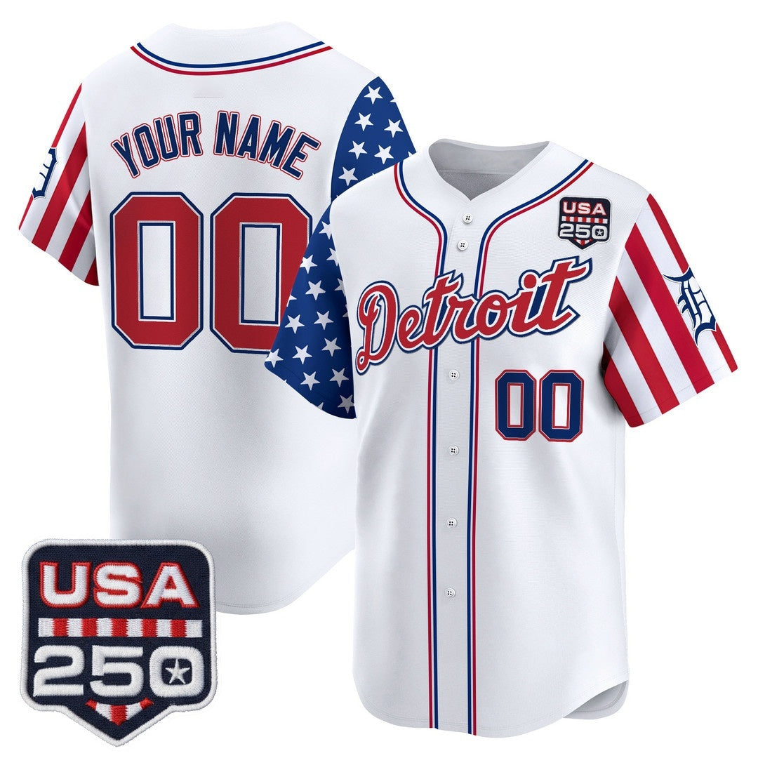 Custom Detroit Tigers America 250 Edition Vapor Premier Limited White Stitched Baseball Jersey