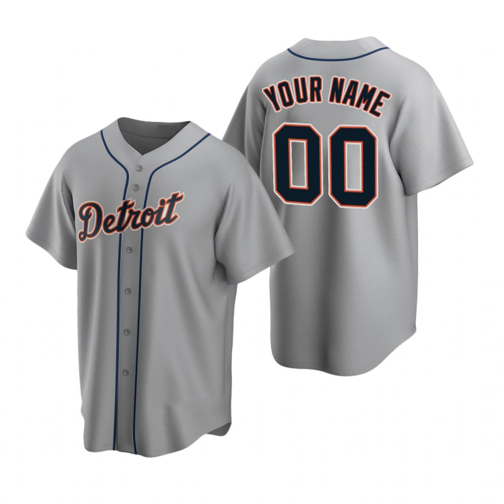 Custom Detroit Tigers Gray Stitched Cool Base Road Baseball Jersey