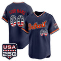 Custom Detroit Tigers Navy USA 250 Fourth of July Vapor Premier Limited Jersey – All Stitched Baseball Jersey