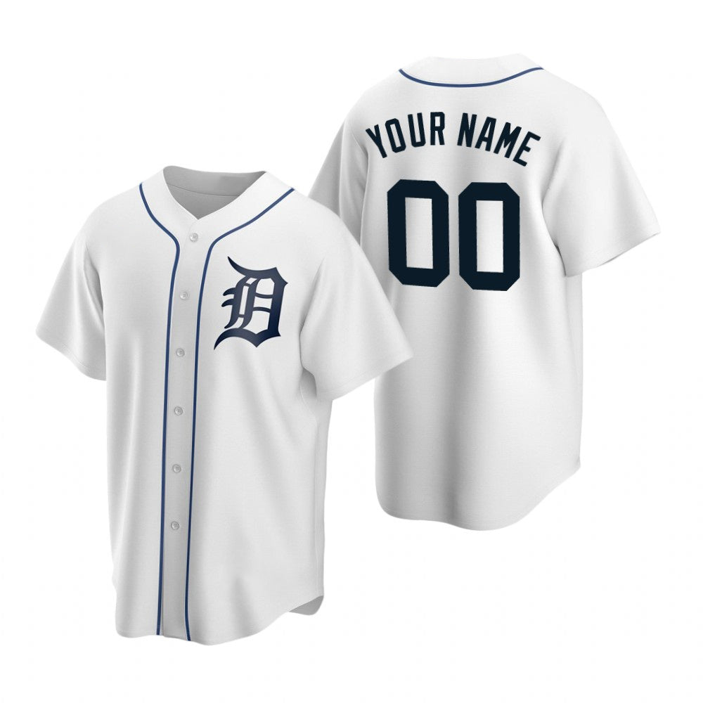 Custom Detroit Tigers White Stitched Cool Base Home Baseball Jersey