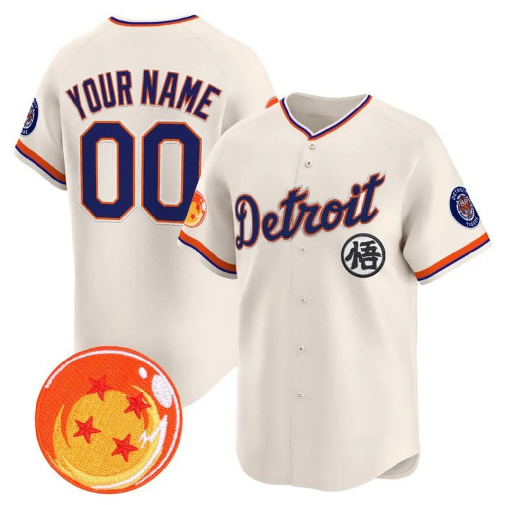 Custom Detroit Tigers x Dragon Ball Cream Vapor Premier Limited Jersey - All Stitched Baseball Jersey