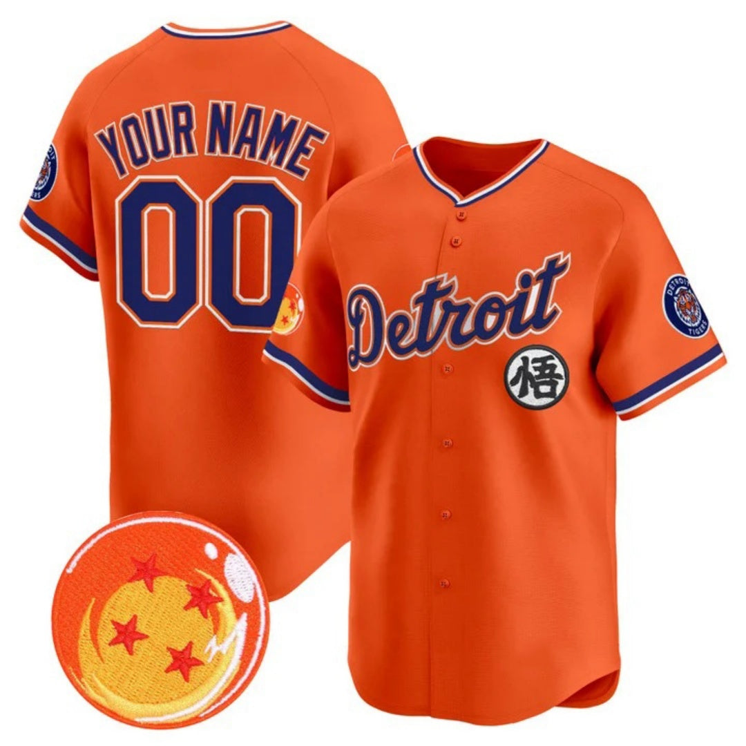 Custom Detroit Tigers x Dragon Ball Orange Vapor Premier Limited Jersey - All Stitched Baseball Jersey