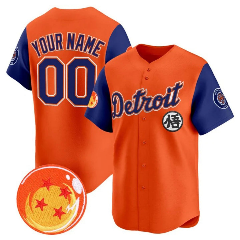 Custom Detroit Tigers x Dragon Ball Royal Orange Vapor Premier Limited Jersey - All Stitched Baseball Jersey